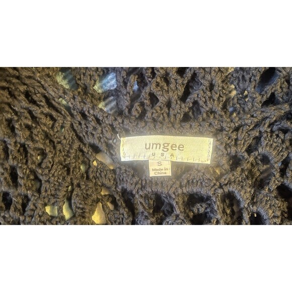 UMGEE Black Crochet Long Fringe Vest/Duster Goth Bohemian Whimsigoth  S - Picture 8 of 9